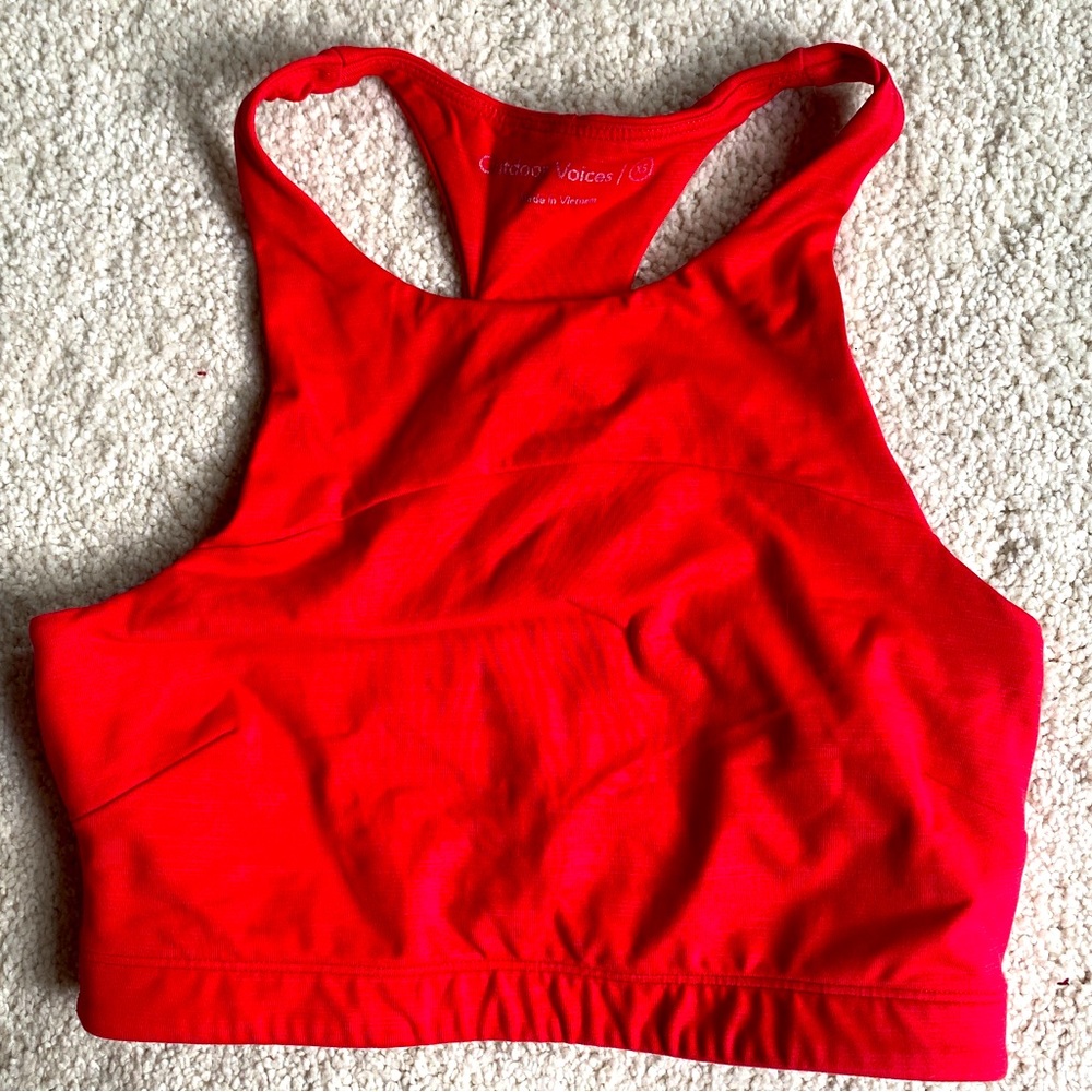 Outdoor Voices TechSweat Red Sports Bra Crop Size XS